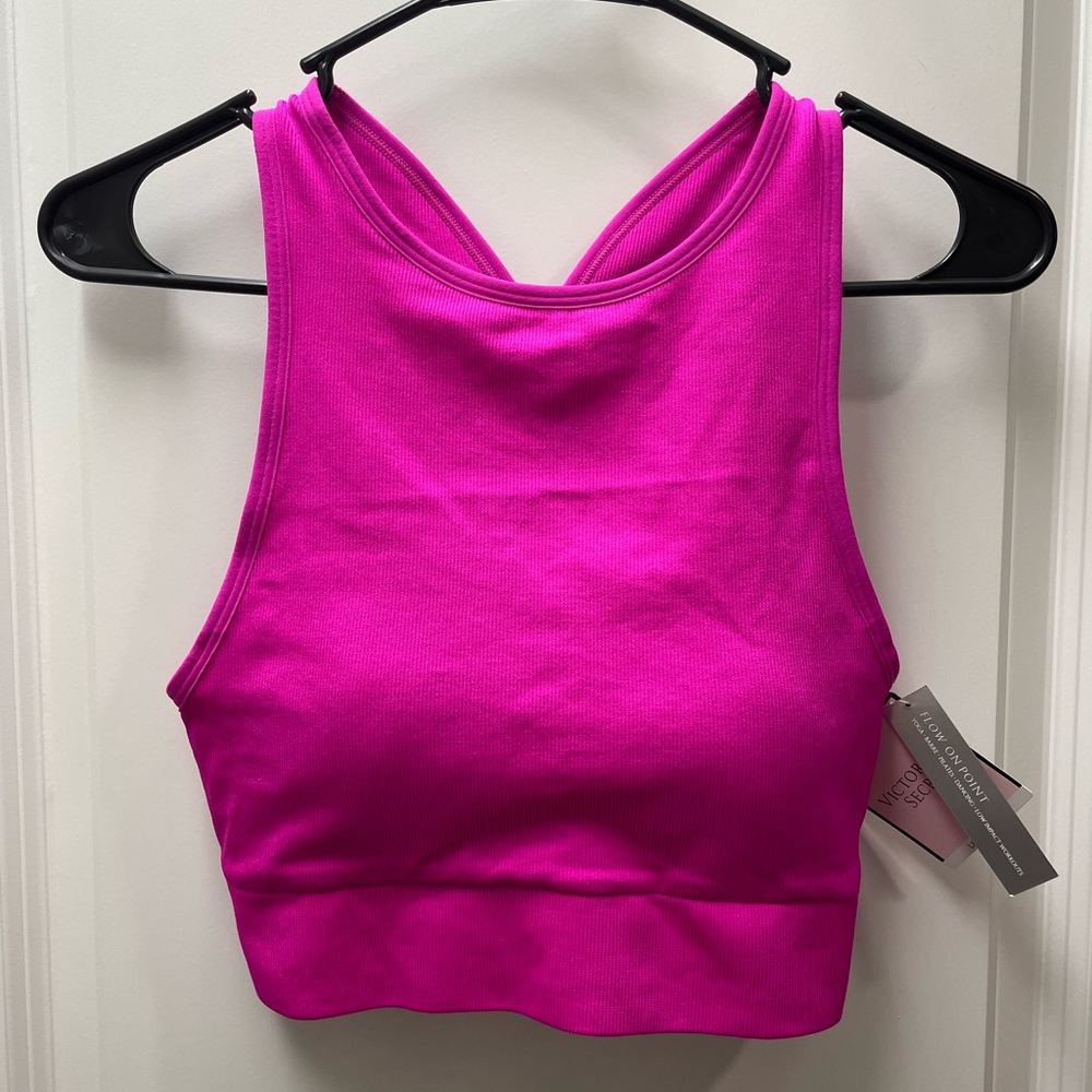 NWT Victoria's Secret sports bra soft stretch breathable pink large removab pad